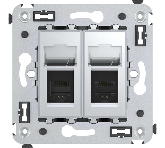 Изображение товара Двойная телефонная розетка DKC, Avanti, закаленная сталь, RJ12, в стену 4404314