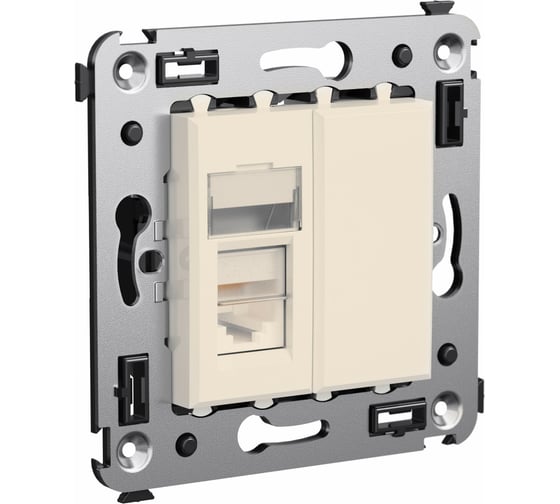 Изображение товара Одинарная телефонная розетка DKC, RJ12 Avanti, ванильная дымка, в стену 4405313