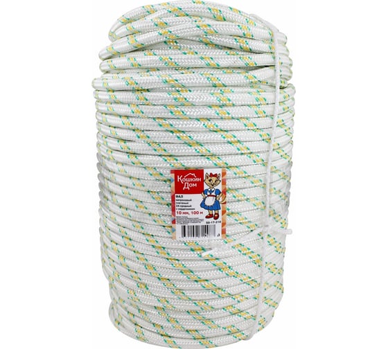 Изображение товара Плетеный капроновый фал КОШКИН ДОМ ПА 24-прядный с сердечником 10мм бухта 100 м 50-17-210