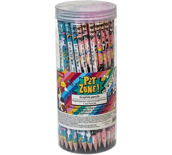 Изображение товара Карандаш чернографитный HATBER набор круглый корпус 72 шт PetZone/Пэт 079536