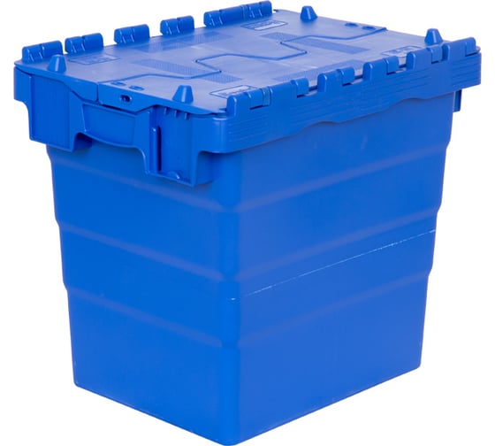 Изображение товара Ящик Sembol Plastik п/э 400x300x356 сплошной синий с крышкой 21821