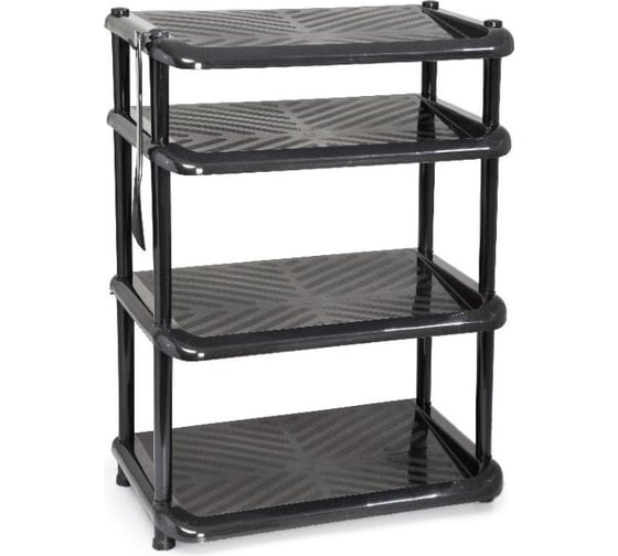 Изображение товара Этажерка для обуви Полимербыт Комфорт 4 полки, с рожком, черная 4340500