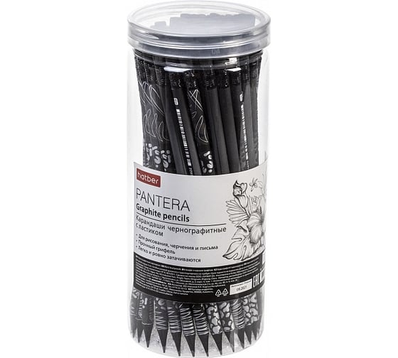 Изображение товара Карандаш чернографитный HATBER набор Pantera круглый корпус 72 шт 072750
