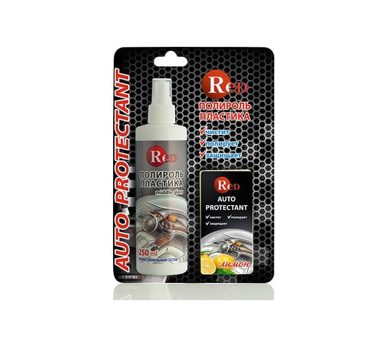 Изображение товара Полироль пластика RED Middle Gloss полуглянцевый, с губкой, лимон, 250 мл R4255