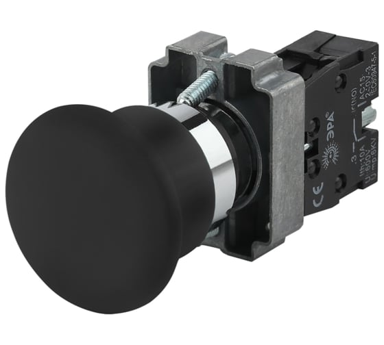 Изображение товара Кнопка управления ЭРА LAY5-BC21 Грибок, черный, 1з, 20/200/3200 Б0045640