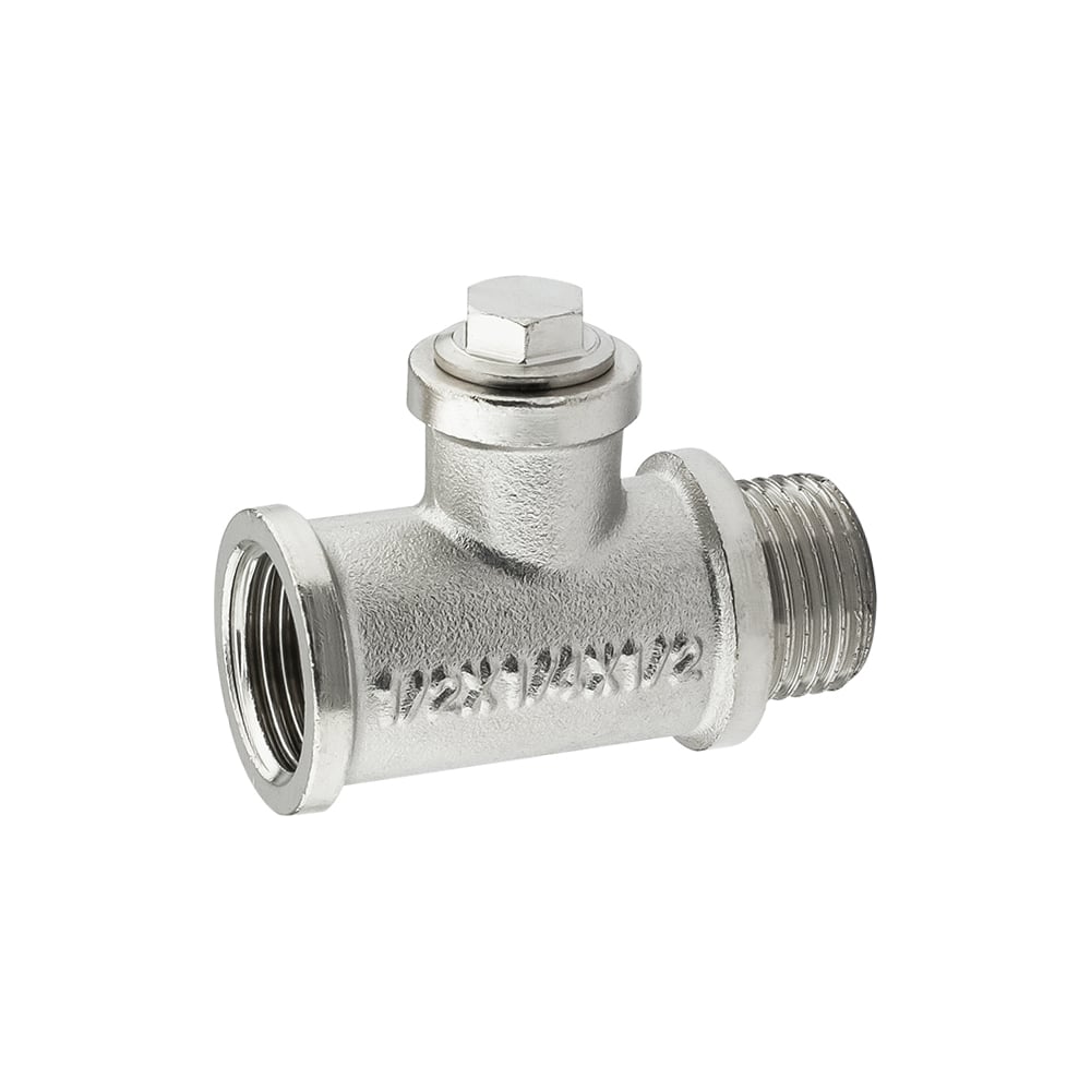 Изображение товара Тройник никелированный PROFACTOR 1/2" х 1/4" х 1/2" для манометров и термометров