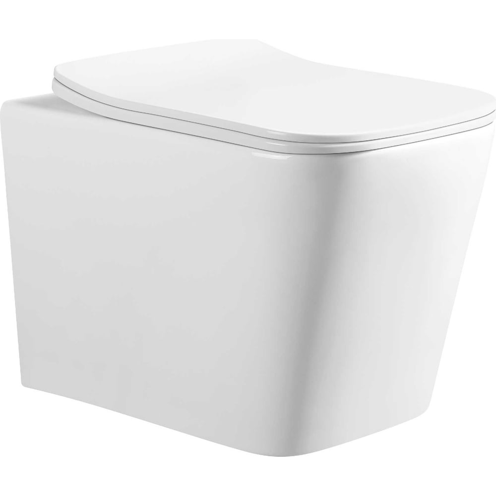 Изображение товара Унитаз подвесной Viva Style Paini 520x340x370 мм Rimless, с сиденьем, белый глянец URBP42303WH