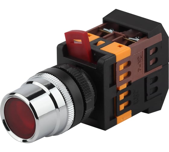 Изображение товара Кнопка ЭРА ABLF-22 красный, d22мм, неон/240В, 1з+1р, 10/400/3200 Б0045648