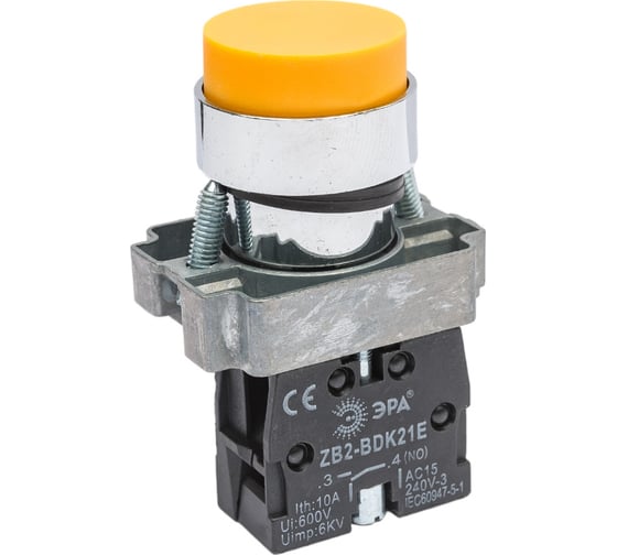 Изображение товара Кнопка управления ЭРА LAY5-BL51 без подсветки, желтая, 1з, 20/200/6000 Б0045674