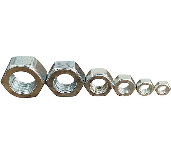 Изображение товара Гайка оцинкованная 23 Болта М4,5,6,8,10,12 DIN 934 (по 50 шт.) 11624