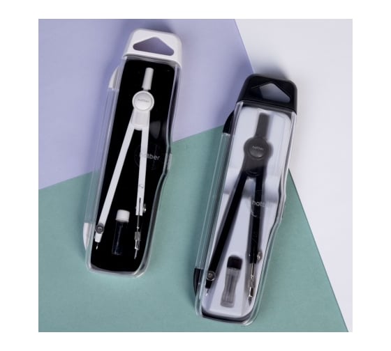 Изображение товара Готовальня HATBER TOTAL 2 предметав пластиковом пенале с европодвесом 085319