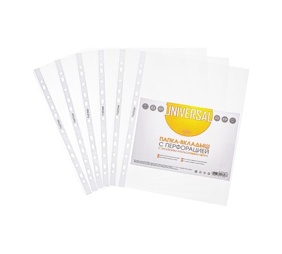 Изображение товара Папка-вкладыш с перфорацией HATBER А4ф 60мкм UNIVERSAL Апельсин 042632