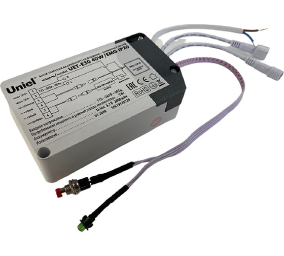 Изображение товара Блок аварийного питания для светодиодных панелей Uniel UET-E30 40W/EMG, IP20 UL-00006766