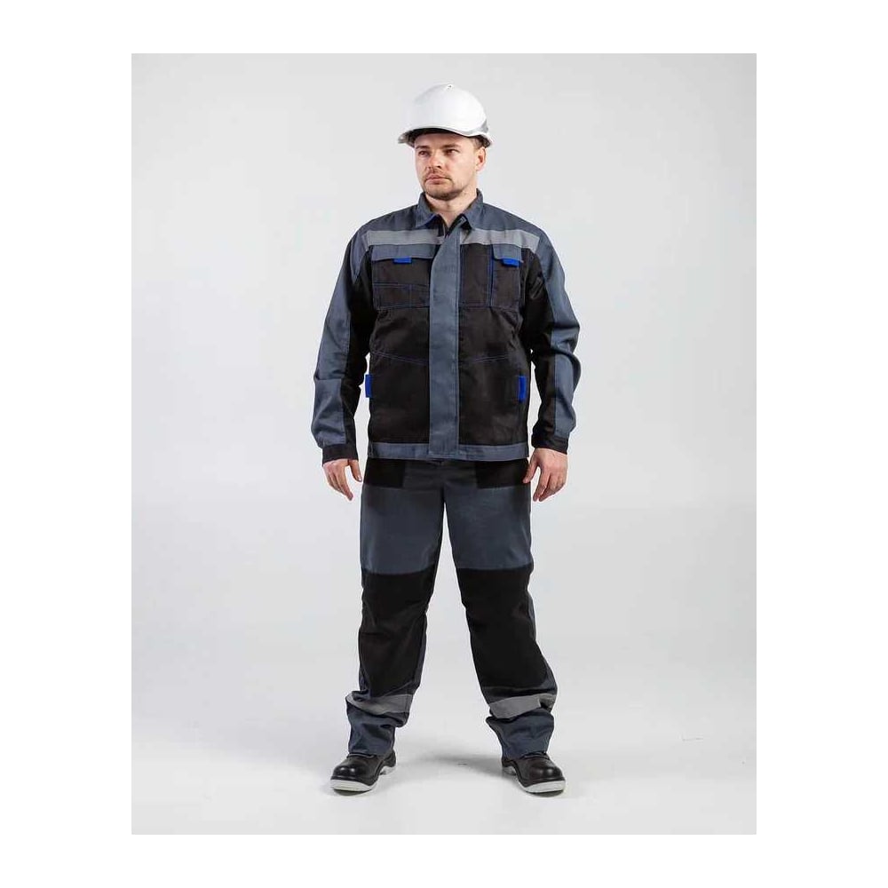 Изображение товара Мужской летний костюм Альянс СТС Бригадир полукомбинезон черный/серый R 56-58