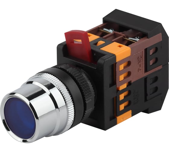 Изображение товара Кнопка ЭРА ABLF22, синий d22мм неон, 240В 1з+1р 10/400/3200 Б0045651
