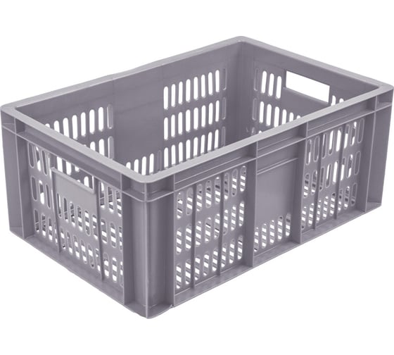Изображение товара Ящик полимерный Тара.ру 600x400x250 с перфорацией цв. серый 33246