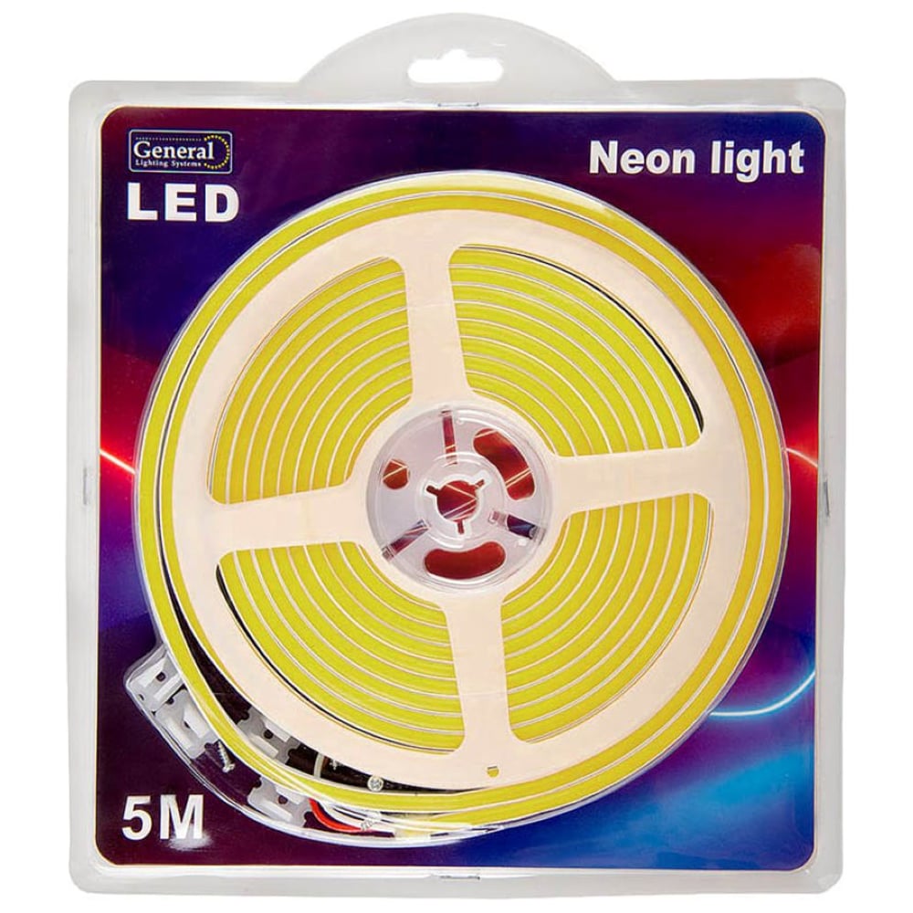 Светодиодная лента Неон General Lighting Systems GLS-2835-120-9.6-12-NL-IP67-Y цвет свечения желтый 120диод/м 9,6Вт/м 12В IP67 катушка 5м 512811