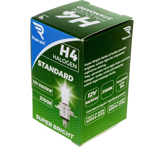 Изображение товара Галогенная лампа Rekzit H4 12V60/55W P43T Standard 90040
