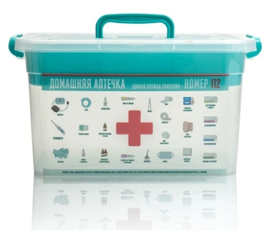 Изображение товара Контейнер для аптечки Полимербыт Домашний Доктор 10 л с вкладышем 355х235х190 мм 438100300