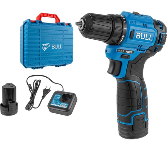 Изображение товара Дрель-шуруповерт аккумуляторная BULL SR 1203 бесщеточный, 12 В, 37 Нм, 2х2 Ач акб, БЗП 10 мм 1329601