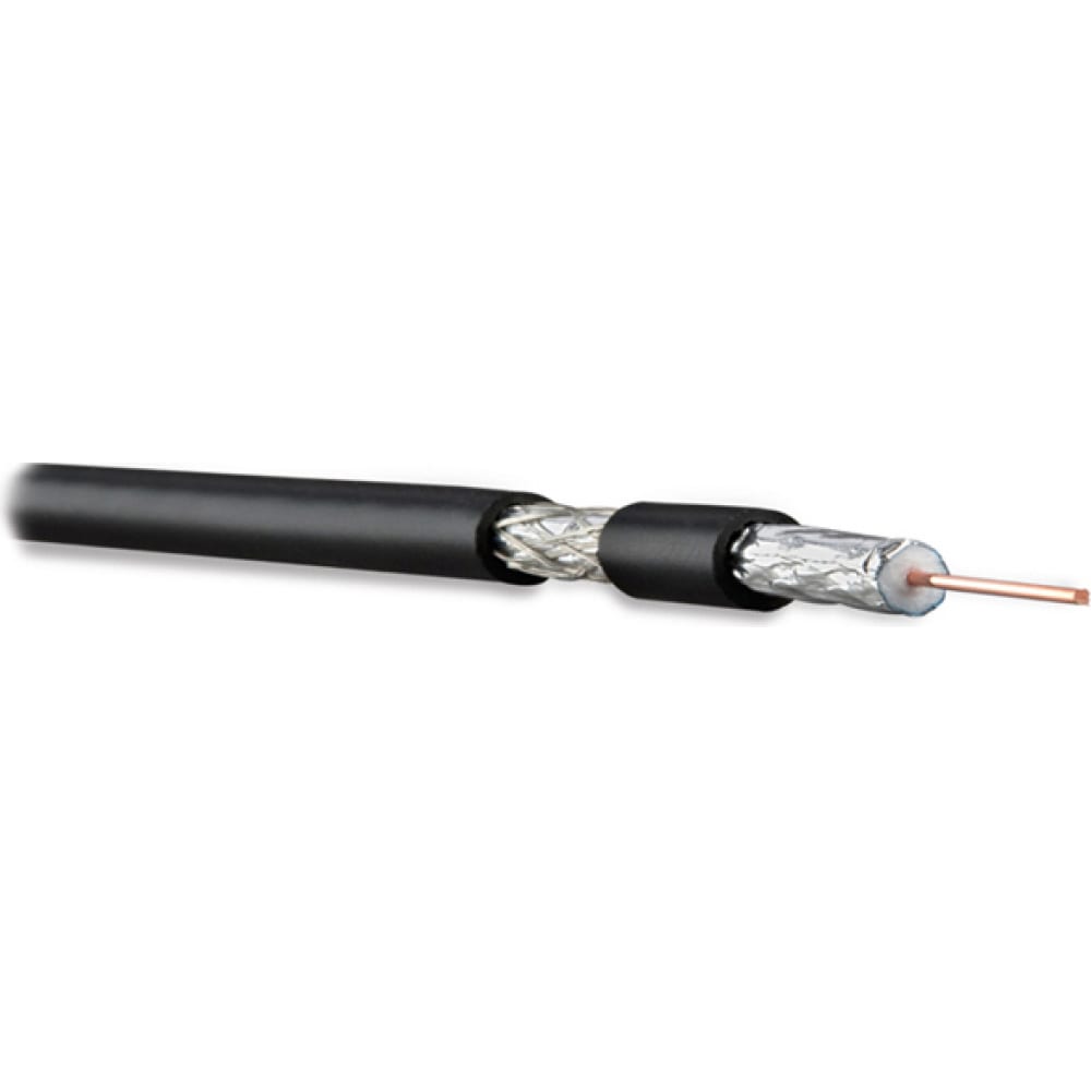 Коаксиальный кабель hyperline coax-rg6-cu-500 rg-6, 75 ом тв, sat, catv, жила - 1.02 мм, 18 awg, медь, solid, экран - фольга, оплетка - луженная медь, 48% фольга, общий диаметр 6.9м
