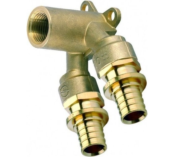 Изображение товара Угольник настенный ELSEN проточный, двойной, В, 16, 1/2, латунь EFA25.16-12WBD