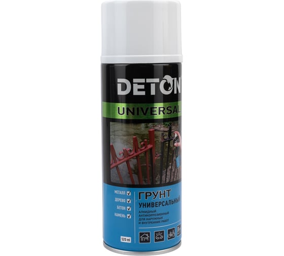 Изображение товара Аэрозольный универсальный грунт Deton белый UNIVERSAL 520 мл 126933 DTN-A70823