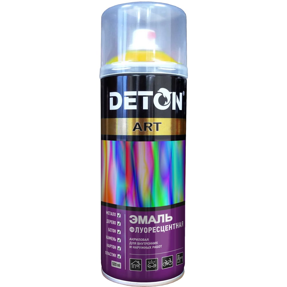 Изображение товара Флуоресцентная аэрозольная эмаль Deton Жёлтая ART 127103 для внутреннего и внешнего применения