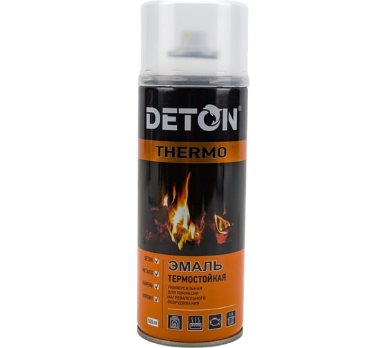 Изображение товара Аэрозольная эмаль Deton термостойкая белая THERMO 520 мл 126939 DTN-A70789