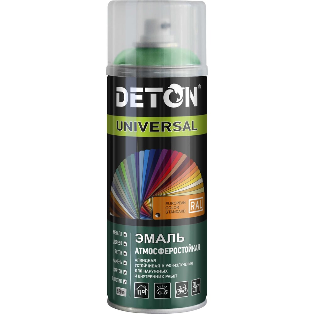 Изображение товара Аэрозольная эмаль Deton Зеленая RAL 6032 520 мл