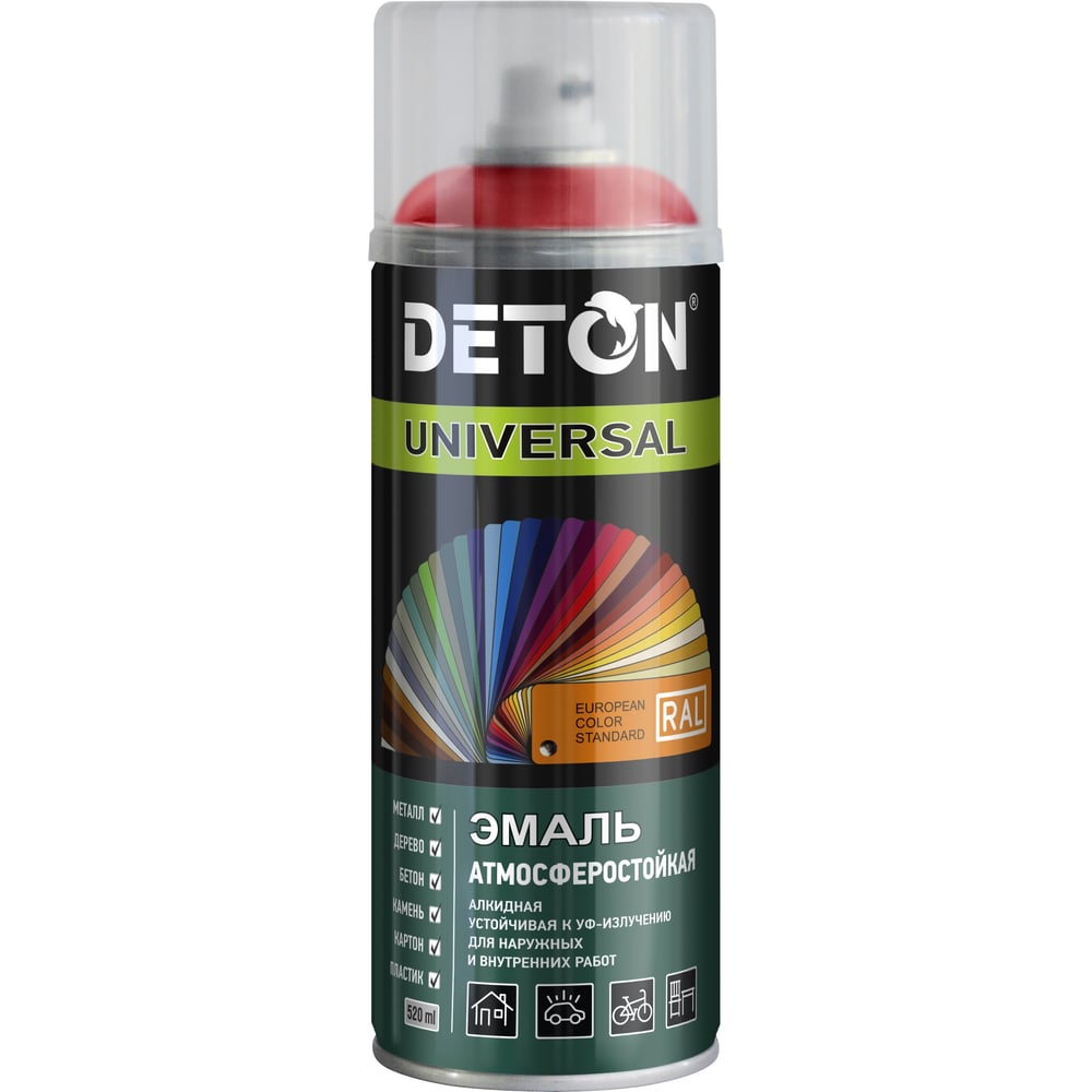 Изображение товара Аэрозольная эмаль Deton красная RAL 3020 520 мл