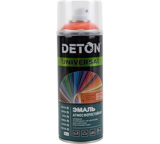 Изображение товара Аэрозольная эмаль Deton универсальная Оранжевая RAL 2009 UNIVERSAL 520 мл 126909 DTN-A46795