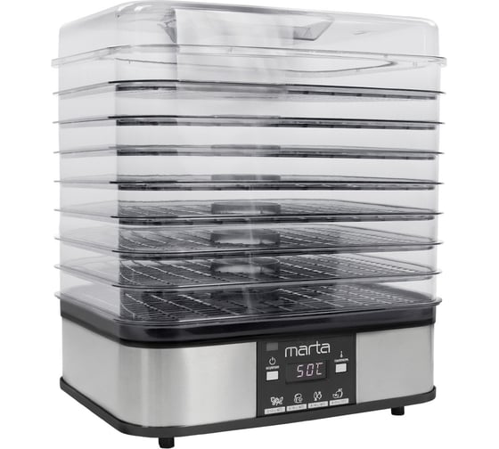 Изображение товара Сушилка для овощей и фруктов MARTA MT-1884 12 поддонов {8+3+1}, черный жемчуг 37392