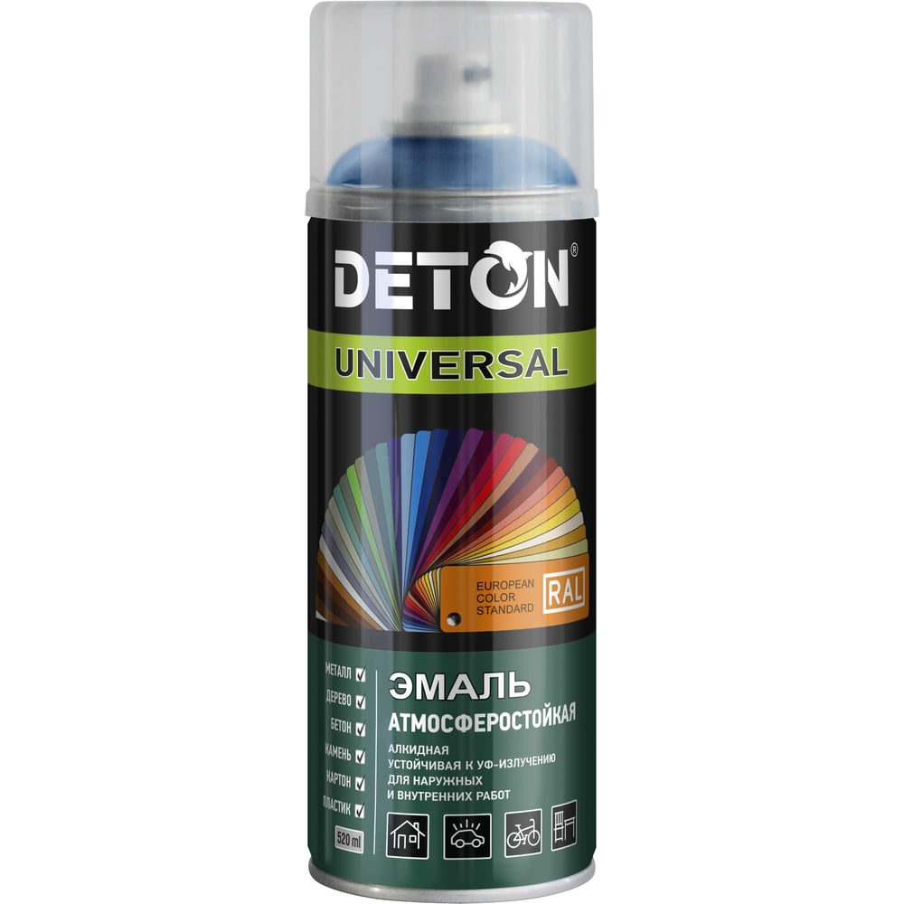 Изображение товара Аэрозольная эмаль Deton универсальная синяя RAL 5010 520 мл