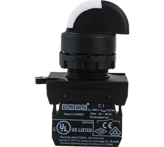 Изображение товара Переключатель Emas 0-1, с фиксацией, 1НО, серия C, 250В AC, 4А CP100S20