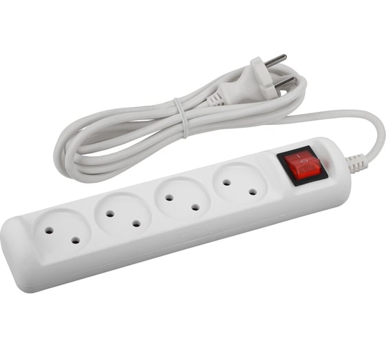 Изображение товара Удлинитель без заземления с выключателем ЭРА U4s1,5m2x1, 4гн, 1,5м, ПВС, 2х1мм2, 10А 20/600 Б0044052