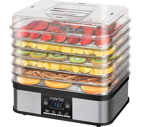 Изображение товара Сушилка для овощей и фруктов MARTA MT-1885 10 поддонов {6+3+1}, черный жемчуг 37393