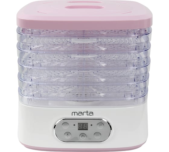 Изображение товара Сушилка для овощей и фруктов MARTA MT-1944 5 поддонов, белый/розовый 40557