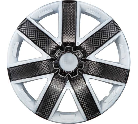 Изображение товара Декоративный колпак Lion ГАЛАКСИ микс бело-черный (пруж.) карбон 15" (2) (8) LW1529