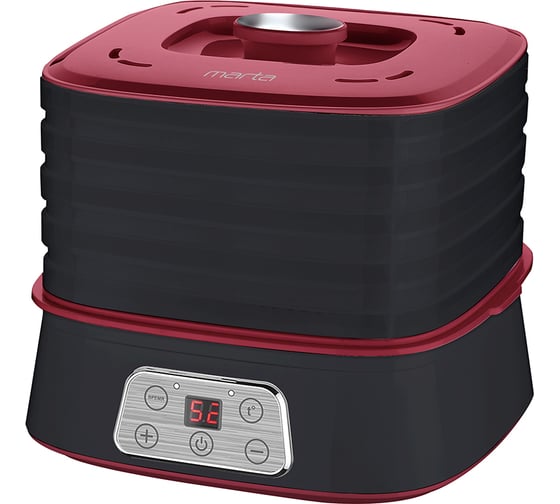 Изображение товара Сушилка для овощей и фруктов MARTA MT-1947 5 поддонов, черный/красный 40552