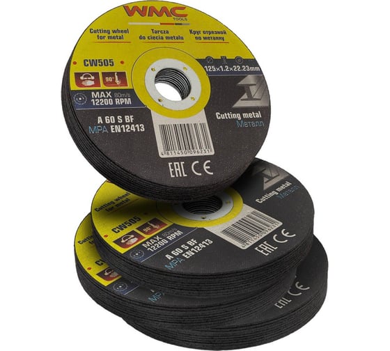Изображение товара Круг отрезной абразивный 125x1.2x22.2 мм, 40 шт WMC TOOLS WMC-CW505/40шт к-т/(59867)