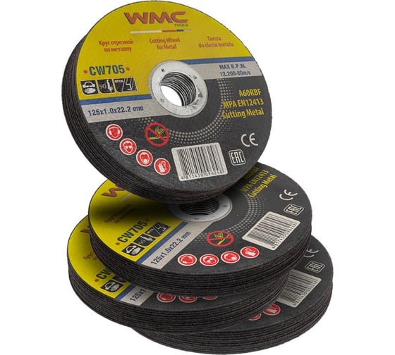Изображение товара Круг отрезной 125x1.0x22.2 мм, 40 шт WMC TOOLS WMC-CW705/40 шт к-т/(59863)