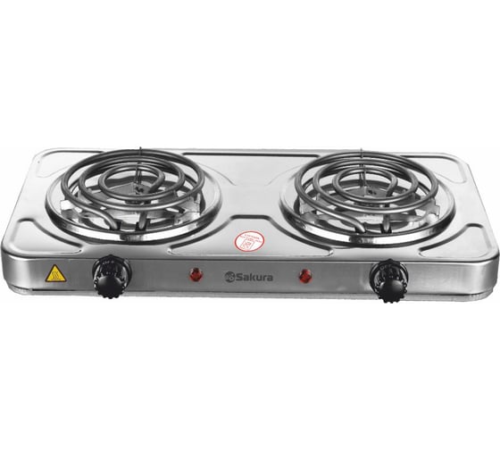 Изображение товара Электроплитка Sakura ПЭ-03Н 2000Вт 140/140мм 2конф/спир нерж.сталь РТ-00069384