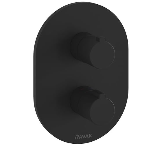 Изображение товара Смеситель термостатический скрытого монтажа RAVAK Chrome с переключателем ванна/душ CR 063.20 черный (два выхода) X070432