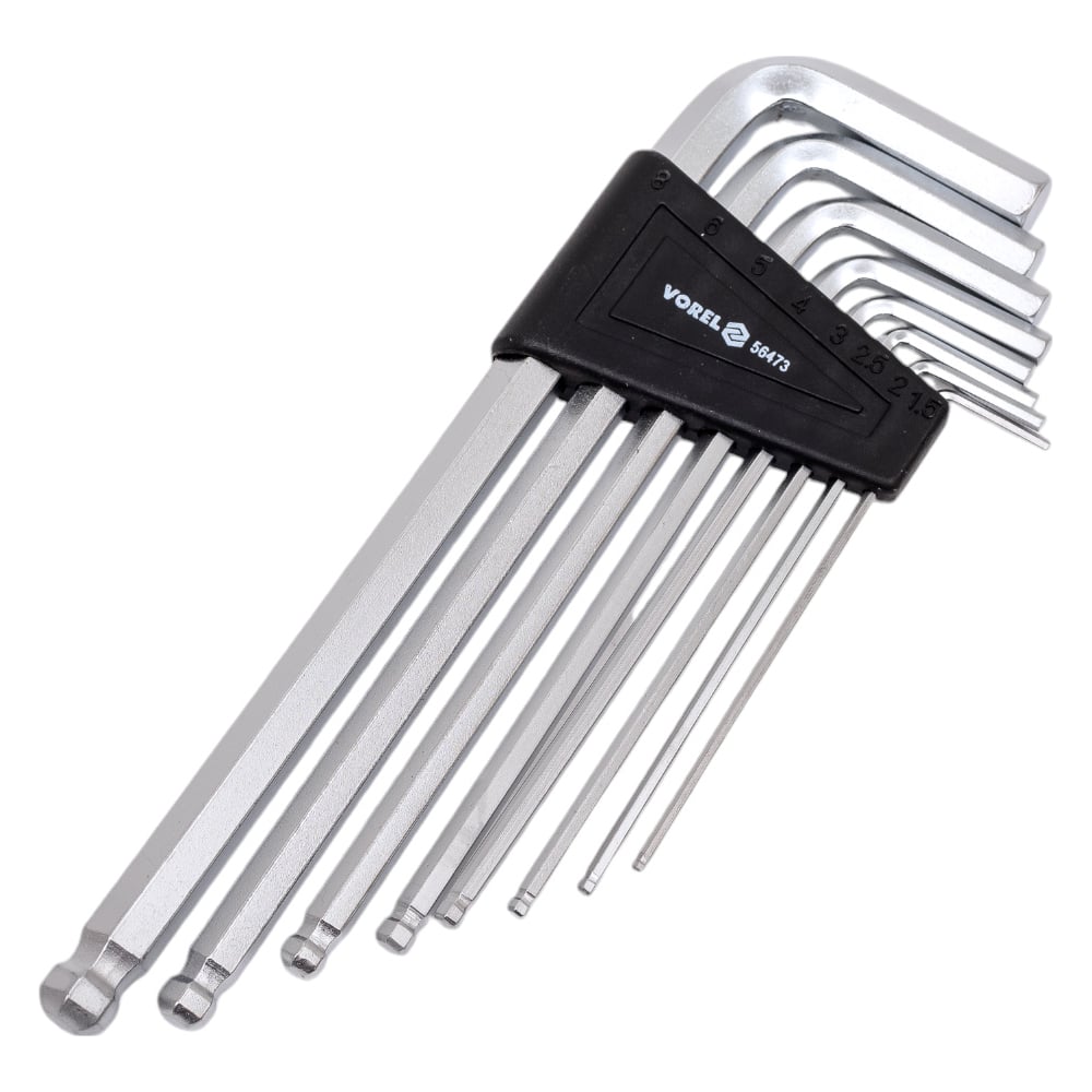 Изображение товара Набор шестигранников с шаром VOREL 8шт CrV 1,5-8мм полупрофессиональный