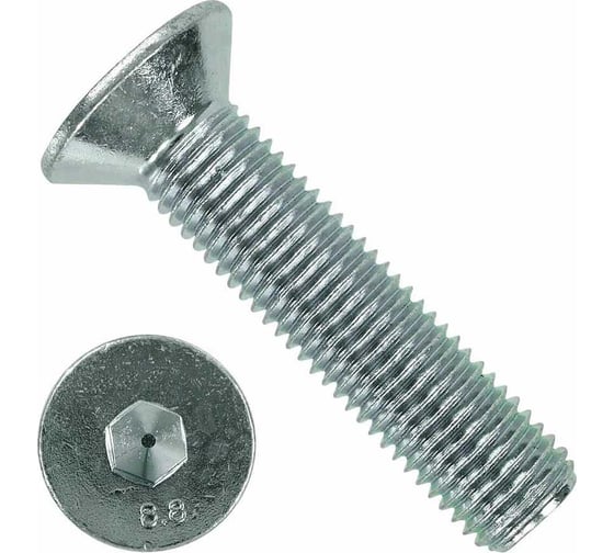 Изображение товара Винт 23 Болта потайной 5x10 под шестигранник ОЦ DIN7991 класс прочности 8.8, 50 шт. 11184