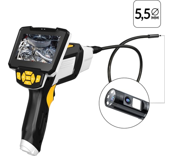 Изображение товара Промышленный видеоэндоскоп iCartool экран 4.3", 1Мп, 2 камеры, 1280х720, длина 1 м, 5.5 мм сменный зонд IC-V112A