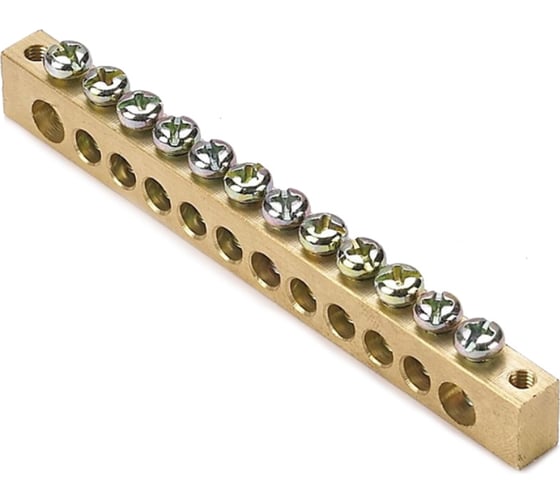 Изображение товара Шина PEN "ноль-земля" EKF 12 отверстий латунь крепеж по краям PROxima sn0-125-12-k