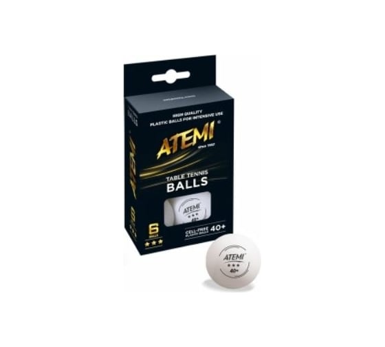 Изображение товара Мячи для настольного тенниса ATEMI 3*, белые, 6 шт. 00000105896