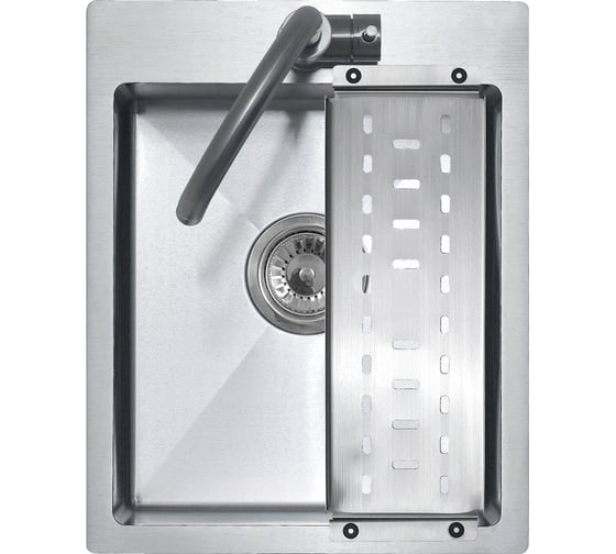 Изображение товара Мойка MELANA R4050H ProfLine 3,0/200 САТИН врезная прямоугольная в комплекте с коландером MLN-R4050H+коландер